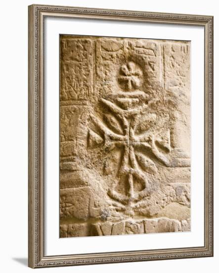 Christian Cross on a Wall Inside Philae Temple, Aswan, Egypt-Dave Bartruff-Framed Photographic Print