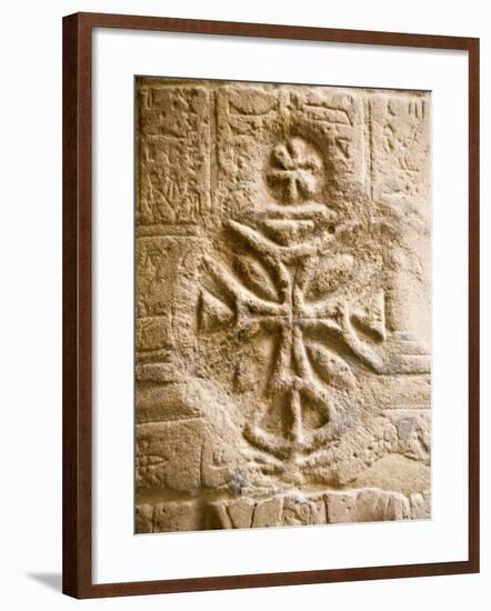Christian Cross on a Wall Inside Philae Temple, Aswan, Egypt-Dave Bartruff-Framed Photographic Print