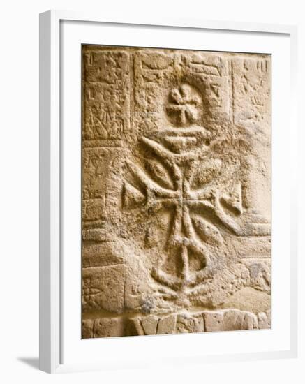 Christian Cross on a Wall Inside Philae Temple, Aswan, Egypt-Dave Bartruff-Framed Photographic Print