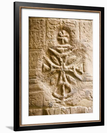 Christian Cross on a Wall Inside Philae Temple, Aswan, Egypt-Dave Bartruff-Framed Photographic Print