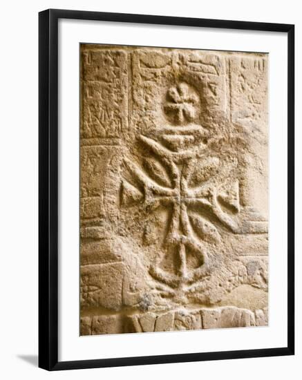 Christian Cross on a Wall Inside Philae Temple, Aswan, Egypt-Dave Bartruff-Framed Photographic Print