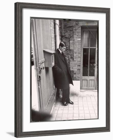 Christian Dior's Successor Yves Saint Laurent Standing Alone After Attending Dior's Funeral-Loomis Dean-Framed Premium Photographic Print