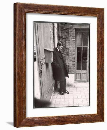 Christian Dior's Successor Yves Saint Laurent Standing Alone After Attending Dior's Funeral-Loomis Dean-Framed Photographic Print