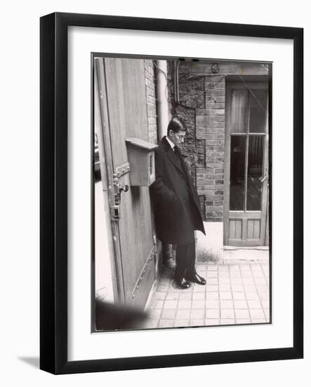 Christian Dior's Successor Yves Saint Laurent Standing Alone After Attending Dior's Funeral-Loomis Dean-Framed Photographic Print