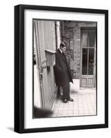 Christian Dior's Successor Yves Saint Laurent Standing Alone After Attending Dior's Funeral-Loomis Dean-Framed Photographic Print