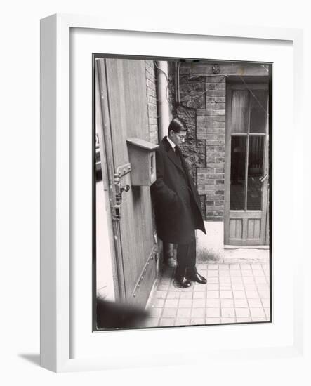 Christian Dior's Successor Yves Saint Laurent Standing Alone After Attending Dior's Funeral-Loomis Dean-Framed Photographic Print