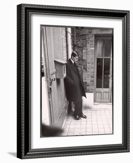 Christian Dior's Successor Yves Saint Laurent Standing Alone After Attending Dior's Funeral-Loomis Dean-Framed Photographic Print