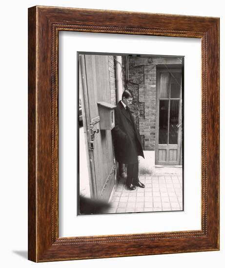 Christian Dior's Successor Yves Saint Laurent Standing Alone After Attending Dior's Funeral-Loomis Dean-Framed Photographic Print