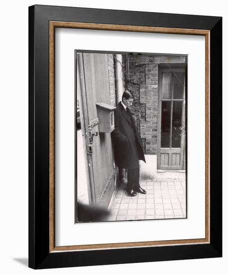 Christian Dior's Successor Yves Saint Laurent Standing Alone After Attending Dior's Funeral-Loomis Dean-Framed Photographic Print