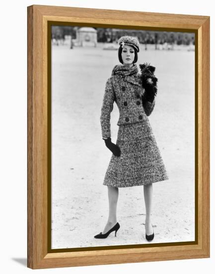 Christian Dior Tweed Suit with Cap and Scarf, 1961-John French-Framed Premier Image Canvas