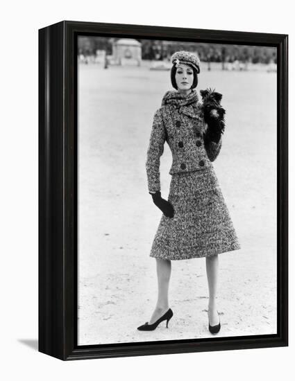 Christian Dior Tweed Suit with Cap and Scarf, 1961-John French-Framed Premier Image Canvas