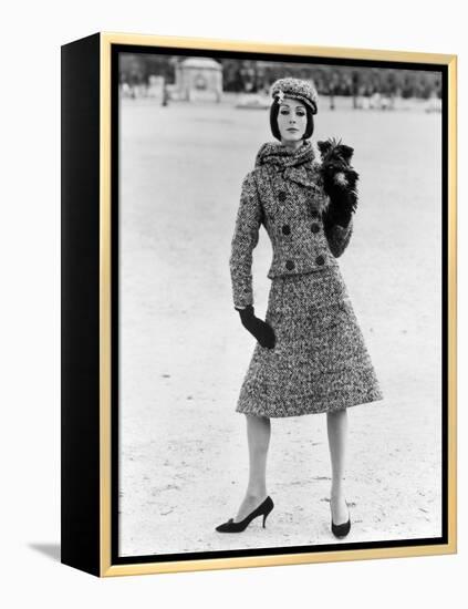 Christian Dior Tweed Suit with Cap and Scarf, 1961-John French-Framed Premier Image Canvas