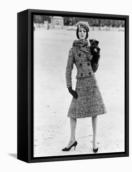 Christian Dior Tweed Suit with Cap and Scarf, 1961-John French-Framed Premier Image Canvas