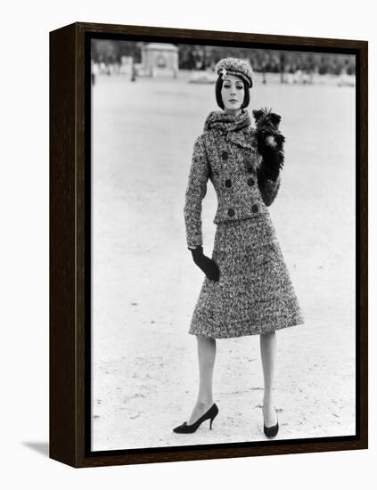Christian Dior Tweed Suit with Cap and Scarf, 1961-John French-Framed Premier Image Canvas