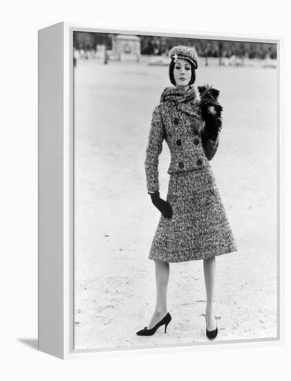 Christian Dior Tweed Suit with Cap and Scarf, 1961-John French-Framed Premier Image Canvas