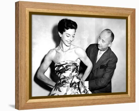 Christian Dior with Model Dorothy Emms, 1952-null-Framed Premier Image Canvas