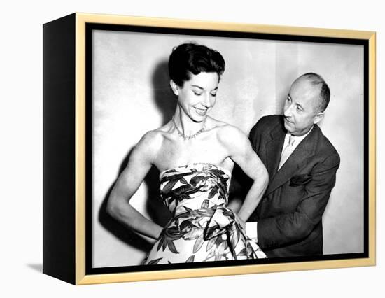 Christian Dior with Model Dorothy Emms, 1952-null-Framed Premier Image Canvas