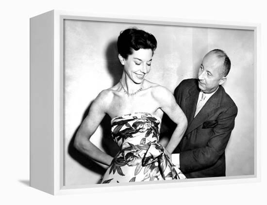 Christian Dior with Model Dorothy Emms, 1952-null-Framed Premier Image Canvas