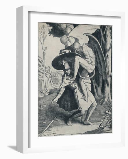 'Christian Fighting Apollyon', 1895, (1923)-William Strang-Framed Giclee Print