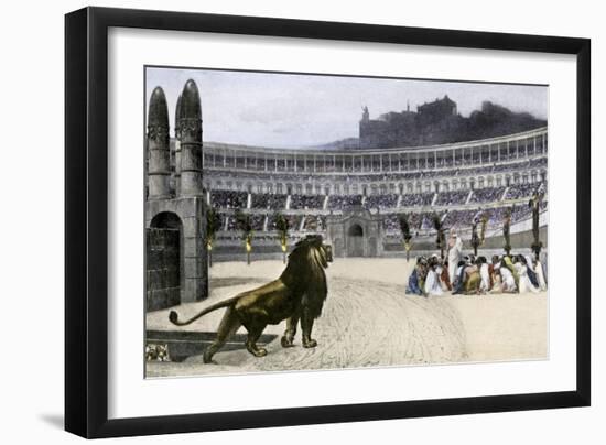 Christian Martyrs Facing Hungry Lions in the Colisseum, Ancient Rome-null-Framed Giclee Print