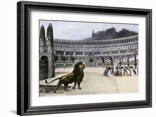 Christian Martyrs Facing Hungry Lions in the Colisseum, Ancient Rome-null-Framed Giclee Print