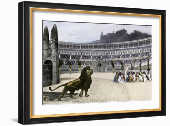 Christian Martyrs Facing Hungry Lions in the Colisseum, Ancient Rome-null-Framed Giclee Print