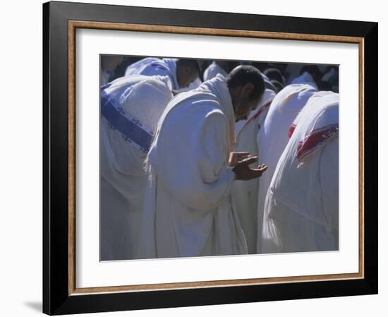 Christian Men at Prayer During Mass in the Church at Woolisso, Shoa Province, Ethiopia-Bruno Barbier-Framed Photographic Print