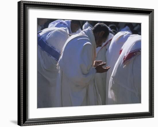 Christian Men at Prayer During Mass in the Church at Woolisso, Shoa Province, Ethiopia-Bruno Barbier-Framed Photographic Print