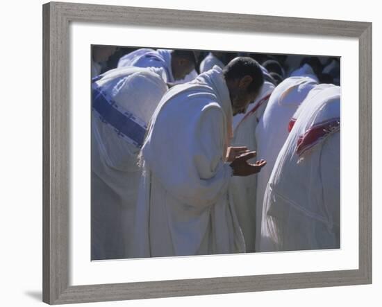 Christian Men at Prayer During Mass in the Church at Woolisso, Shoa Province, Ethiopia-Bruno Barbier-Framed Photographic Print