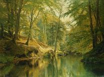 A Wooded River Landscape with Figures in a Boat, 1893-Christian Zacho-Framed Premier Image Canvas