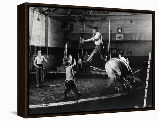 Christiani Family Practicing Their Bareback Riding Act-Gjon Mili-Framed Premier Image Canvas