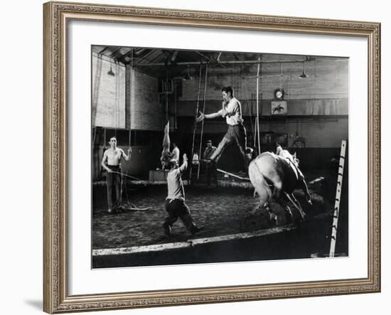 Christiani Family Practicing Their Bareback Riding Act-Gjon Mili-Framed Premium Photographic Print