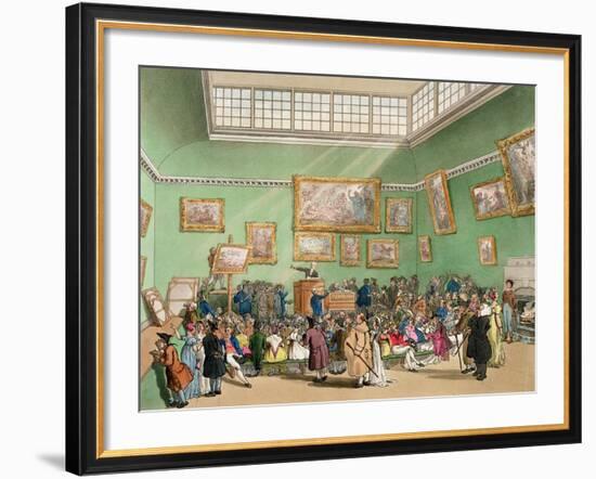 Christie's Auction Room, Aquatinted by J. Bluck-Thomas Rowlandson-Framed Premium Giclee Print