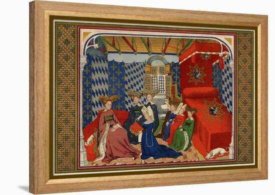 Christine De Pisan Presenting Her Book to Isabel of Bavaria, Queen of Charles VI of France-null-Framed Premier Image Canvas