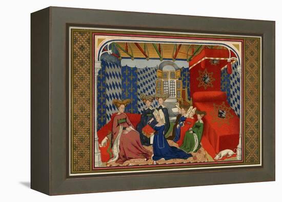 Christine De Pisan Presenting Her Book to Isabel of Bavaria, Queen of Charles VI of France-null-Framed Premier Image Canvas