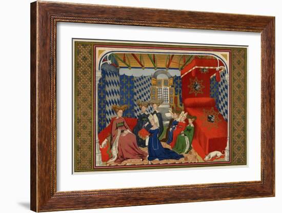 Christine De Pisan Presenting Her Book to Isabel of Bavaria, Queen of Charles VI of France-null-Framed Giclee Print