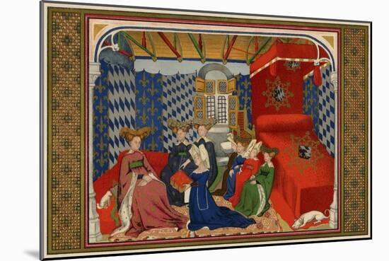 Christine De Pisan Presenting Her Book to Isabel of Bavaria, Queen of Charles VI of France-null-Mounted Giclee Print