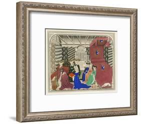 Christine de Pisan, Presenting Her Book to the Queen of France, Early 15th Century-Henry Shaw-Framed Giclee Print