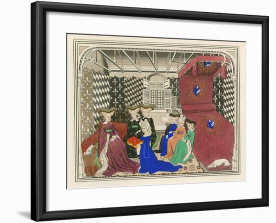 Christine de Pisan, Presenting Her Book to the Queen of France, Early 15th Century-Henry Shaw-Framed Giclee Print