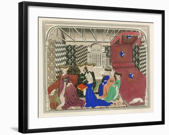 Christine de Pisan, Presenting Her Book to the Queen of France, Early 15th Century-Henry Shaw-Framed Giclee Print