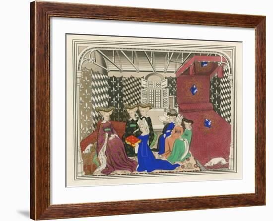 Christine de Pisan, Presenting Her Book to the Queen of France, Early 15th Century-Henry Shaw-Framed Giclee Print