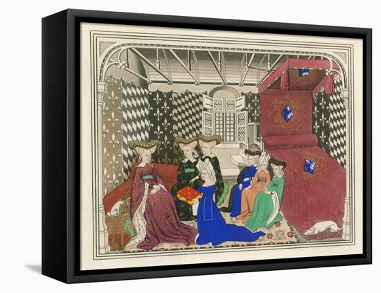 Christine de Pisan, Presenting Her Book to the Queen of France, Early 15th Century-Henry Shaw-Framed Premier Image Canvas