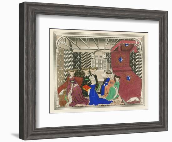 Christine de Pisan, Presenting Her Book to the Queen of France, Early 15th Century-Henry Shaw-Framed Giclee Print