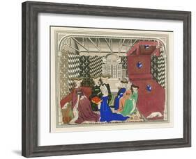Christine de Pisan, Presenting Her Book to the Queen of France, Early 15th Century-Henry Shaw-Framed Giclee Print