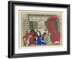 Christine de Pisan, Presenting Her Book to the Queen of France, Early 15th Century-Henry Shaw-Framed Giclee Print