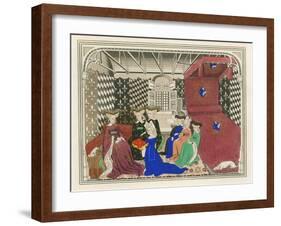 Christine de Pisan, Presenting Her Book to the Queen of France, Early 15th Century-Henry Shaw-Framed Giclee Print
