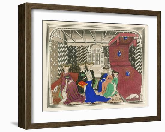 Christine de Pisan, Presenting Her Book to the Queen of France, Early 15th Century-Henry Shaw-Framed Giclee Print