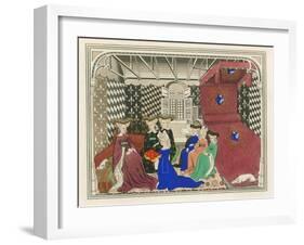 Christine de Pisan, Presenting Her Book to the Queen of France, Early 15th Century-Henry Shaw-Framed Giclee Print