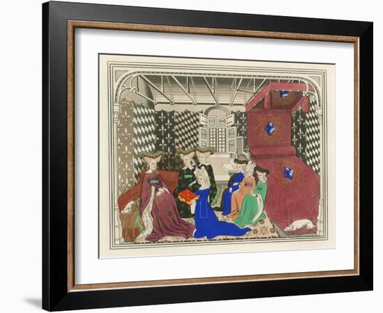 Christine de Pisan, Presenting Her Book to the Queen of France, Early 15th Century-Henry Shaw-Framed Giclee Print