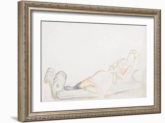 Christine Mavrogordato on a Day Bed, C.1928-Mark Gertler-Framed Giclee Print